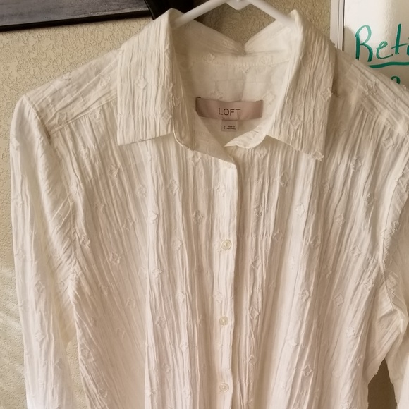 Loft White Button Down Blouse NWT - Picture 1 of 8